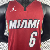 22/23 HEAT JAMES #6 Red Top Quality Hot Pressing NBA Jersey (Trapeze Edition) 飞人版