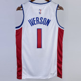 22/23 Pistons IVERSON #1 White Top Quality Hot Pressing NBA Jersey