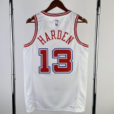 23/24 ROCKETS HARDEN #13 White City Edition Home Top Quality Hot Pressing NBA Jersey