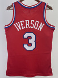 1996/97 76ERS IVERSON #3 Red Retro Top Quality Hot Pressing NBA Jersey