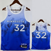 23/24 Timberwolves TOWNS #32 Blue City Edition Top Quality Hot Pressing NBA Jersey