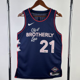 23/24 76ERS EMBIID #21 Dark Blue City Edition Top Quality Hot Pressing NBA Jersey