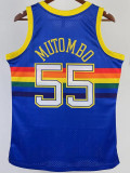 1991/92 Nuggets MUTOMBO #55 Blue Retro Top Quality Hot Pressing NBA Jersey
