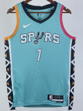 22/23 SA Spurs WEMBANYAMA #1 Blue City Edition Top Quality Hot Pressing NBA Jersey