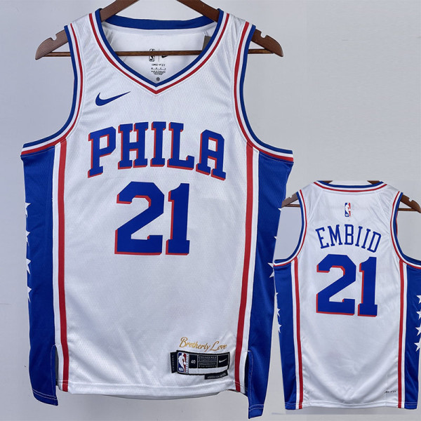 22/23 76ERS EMBIID #21 White Top Quality Hot Pressing NBA Jersey
