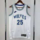 23/24 TIMBERWOLVES ROSE #25 White Top Quality Hot Pressing NBA Jersey (Retro Logo)