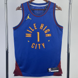 22/23 Nuggets PORTER JR. #1 Blue Top Quality Hot Pressing NBA Jersey (Trapeze Edition) 飞人版