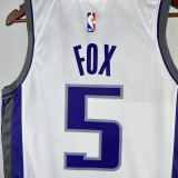 22/23 KINGS FOX #5 White Home Top Quality Hot Pressing NBA Jersey(V领）