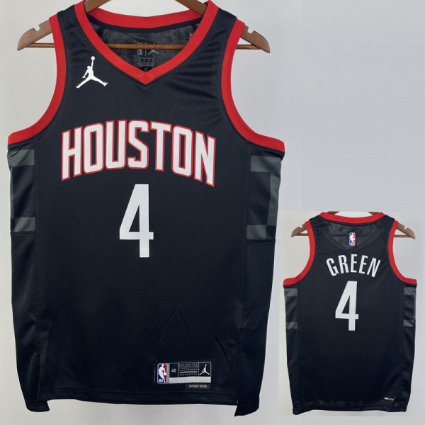23/24 Rockets GREEN #4 Black Top Quality Hot Pressing NBA Jersey (Trapeze Edition)飞人版