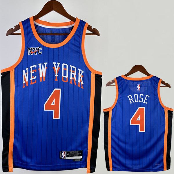 23/24 KNICKS ROSE #4 Blue City Edition Top Quality Hot Pressing NBA Jersey