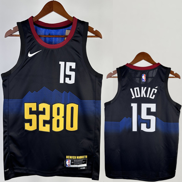23/24 Nuggets JOKIC #15 Black City Edition Top Quality Hot Pressing NBA Jersey