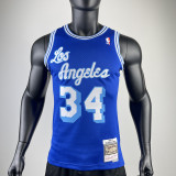 1996/97 LAKERS O'NEAL #34 Blue Retro Top Quality Hot Pressing NBA Jersey(圆领）