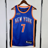 23/34 KNICKS ANTHONY #7 Blue City Edition Top Quality Hot Pressing NBA Jersey