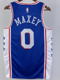 22/23 76ERS MAXEY #0 Blue Top Quality Hot Pressing NBA Jersey (V领）