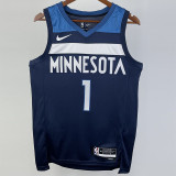 22/23 Timberwolves ANDERSON #1 Blue Top Quality Hot Pressing NBA Jersey