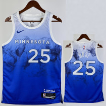 23/24 Timberwolves ROSE #25 Blue City Edition Top Quality Hot Pressing NBA Jersey