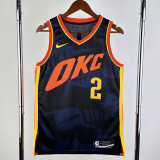 23/24 OKC Thunder GILGEOUS-ALEXANDER #2 Dark Blue City Edition Top Quality Hot Pressing NBA Jersey
