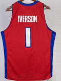 2008/09 Pistons IVERSON #1 Red Retro Top Quality Hot Pressing NBA Jersey