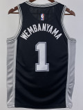 22/23 SA Spurs WEMBANYAMA #1 Black Top Quality Hot Pressing NBA Jersey