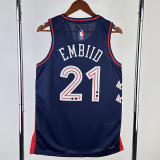 23/24 76ERS EMBIID #21 Dark Blue City Edition Top Quality Hot Pressing NBA Jersey