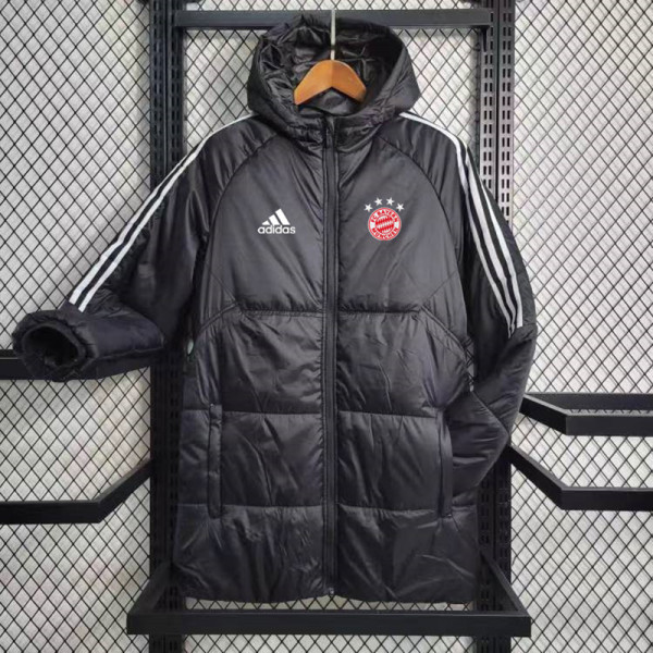 23/24 Bayern Black Hooded Cotton Coat White Edge (白色边) 棉衣