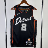 23/24 Pistons CUNNINGHAM #2 Black City Edition Top Quality Hot Pressing NBA Jersey