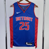 22/23 Pistons ROSE #25 Blue Top Quality Hot Pressing NBA Jersey(V领)