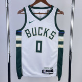 22/23 BUCKS LILLARD #0 Home White Top Quality Hot Pressing NBA Jersey(V领)