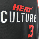 23/24 HEAT WADE #3 Black City Edition Top Quality Hot Pressing NBA Jersey (V领）