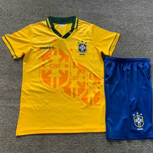 1994 Brazil Home Kids Retro Soccer Jersey