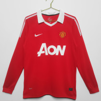 2010/2011 Man Utd Home Long sleeve Retro soccer jersey (长袖)