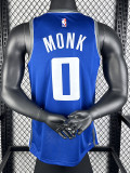 23/24 Kings MONK #0 Blue City Edition Top Quality Hot Pressing NBA Jersey