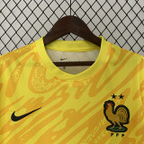 2024  France Goalkeeper Yellow  Fans Soccer Jersey
