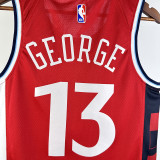24/25 Clippers GEORGE #13 Red Top Quality Hot Pressing NBA Jersey (Trapeze Edition) 飞人版