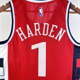 24/25 Clippers HARDEN #1 Red Top Quality Hot Pressing NBA Jersey (Trapeze Edition) 飞人版