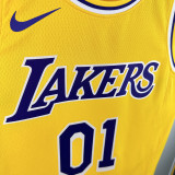 22/23 LAKERS EUNCHAE #01 Yellow Top Quality Hot Pressing NBA Jersey(圆领)