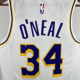 LAKERS O'Neal  #34 White Circle Neck  Top Quality Hot Pressing NBA Jersey（圆领）