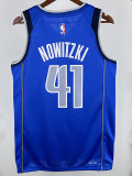 Dallas Nowitzki # 41 Blue away Top Quality Hot Pressing NBA Jersey(V领)