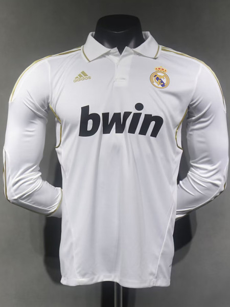 2011/2012 RMA Home Long Sleeve  Retro Player Version Soccer Jersey(球员)