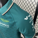 2024 F1 Aston Martin Green Polo Racing Suit(有领)