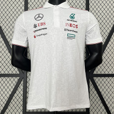 2024 F1 Formula One Mercedes Polo White Racing Suit(有领)