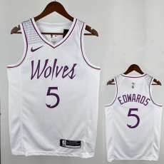 Timberwolves EDWARDS #5 White and Pink Edition Top Quality Hot Pressing NBA Jersey