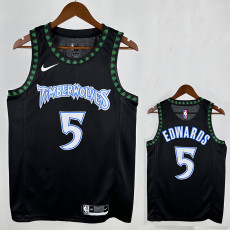Timberwolves EDWARDS #5 Black Edition Top Quality Hot Pressing NBA Jersey