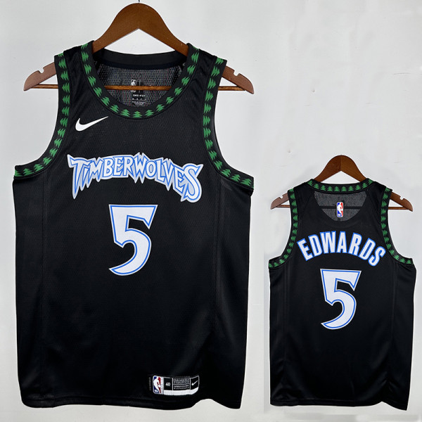 Timberwolves EDWARDS #5 Black Edition Top Quality Hot Pressing NBA Jersey