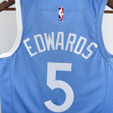 Timberwolves EDWARDS #5 Sky Blue Edition Top Quality Hot Pressing NBA Jersey