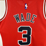 16/17 Bulls Wade Red # 3  Heat Pressed Retro NBA Jersey