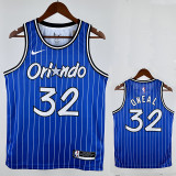 18/19 Magic O'Neill #32 Retro Striped Blue Top Quality Hot Pressing NBA Jersey
