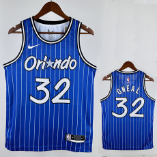 18/19 Magic O'Neill #32 Retro Striped Blue Top Quality Hot Pressing NBA Jersey