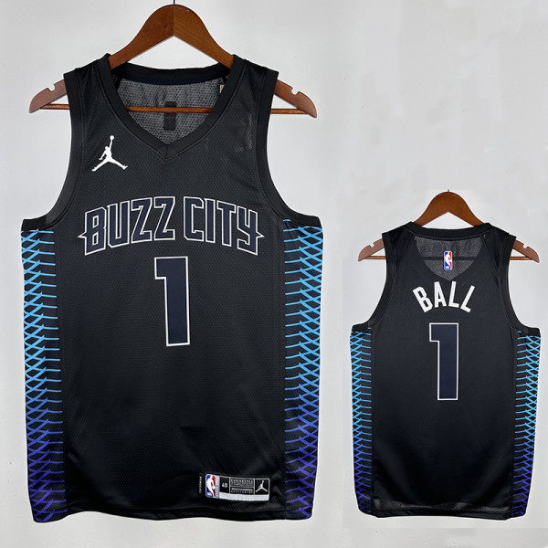 17/18 Hornets BALL #1 Black(City Edition) Top Quality Hot Pressing  NBA Jersey( 城市版)