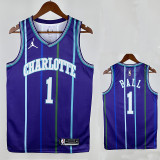 19/20 Hornets BALL #1 Purple  Top Quality Hot Pressing Retro NBA Jersey